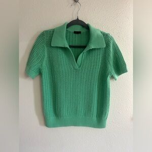 Talbots Crochet Pointelle Stitch Polo Sweater Womens Size S